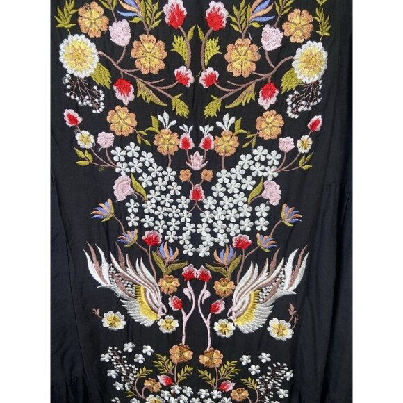 Anthropologie Samant Chauhan Floral Embroidered Tiered Maxi‎ Dress Women's 0 (S) - Picture 6 of 15